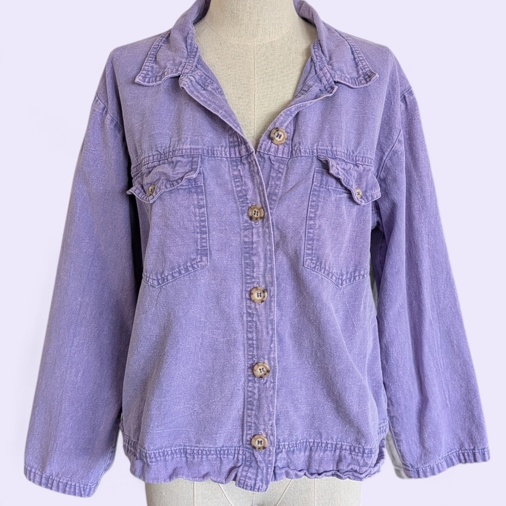 VTG 90s Sea Breeze California Purple Cotton Denim Set USA Made Coastal Resort - Picture 3 of 13
